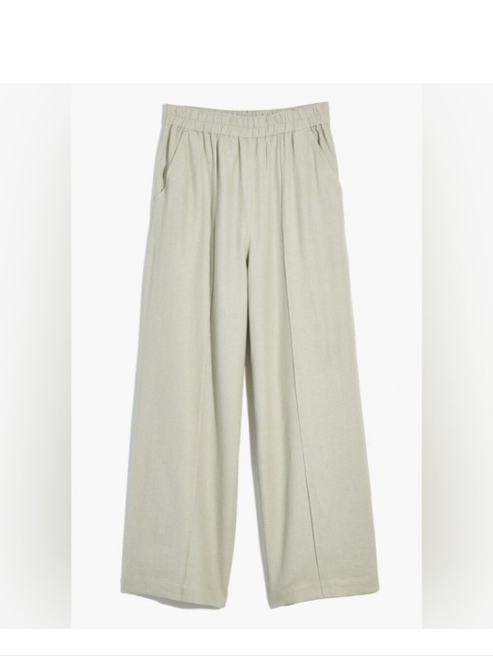 Madewell Textured Gauze Light Green Elastic Waist Crop Pants Size Large